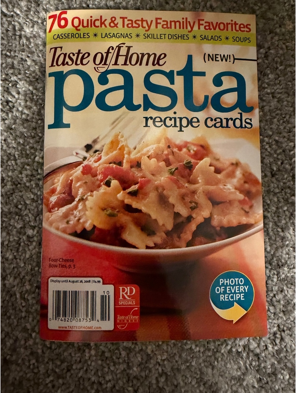 Taste of Home Pasta Recipe Cards Magazine